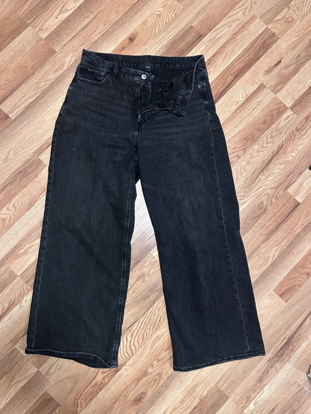 American Eagle Curvy Super High Rise Baggy Wide Leg Black Jeans